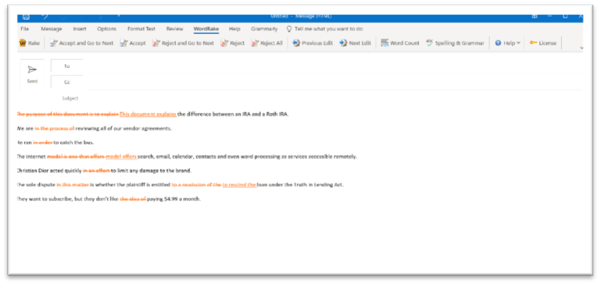 Outlook edits