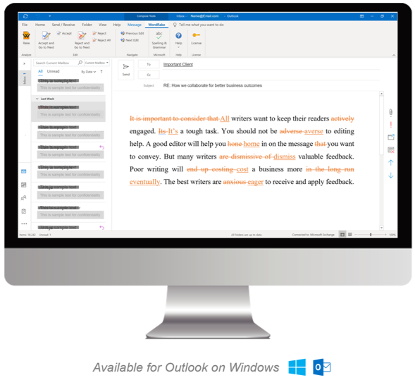Outlook screen