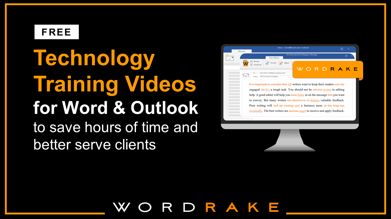 Free Technology Training Videos for Word and Outlook. Save hours of time and better serve clients!